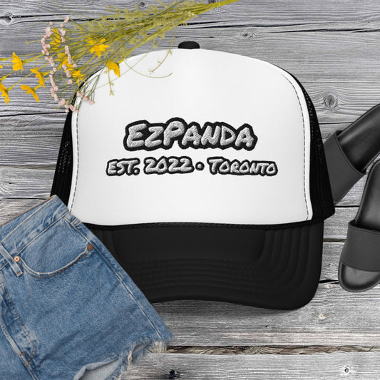 EzPanda® Classic Foam Trucker Hat (Alternate Name + Toronto Only - Black & White)