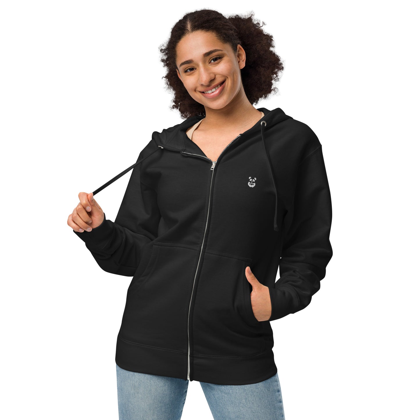 EzPanda® Unisex Classic Fleece Zip Up Hoodie (Alternate Logo - Transparent White)