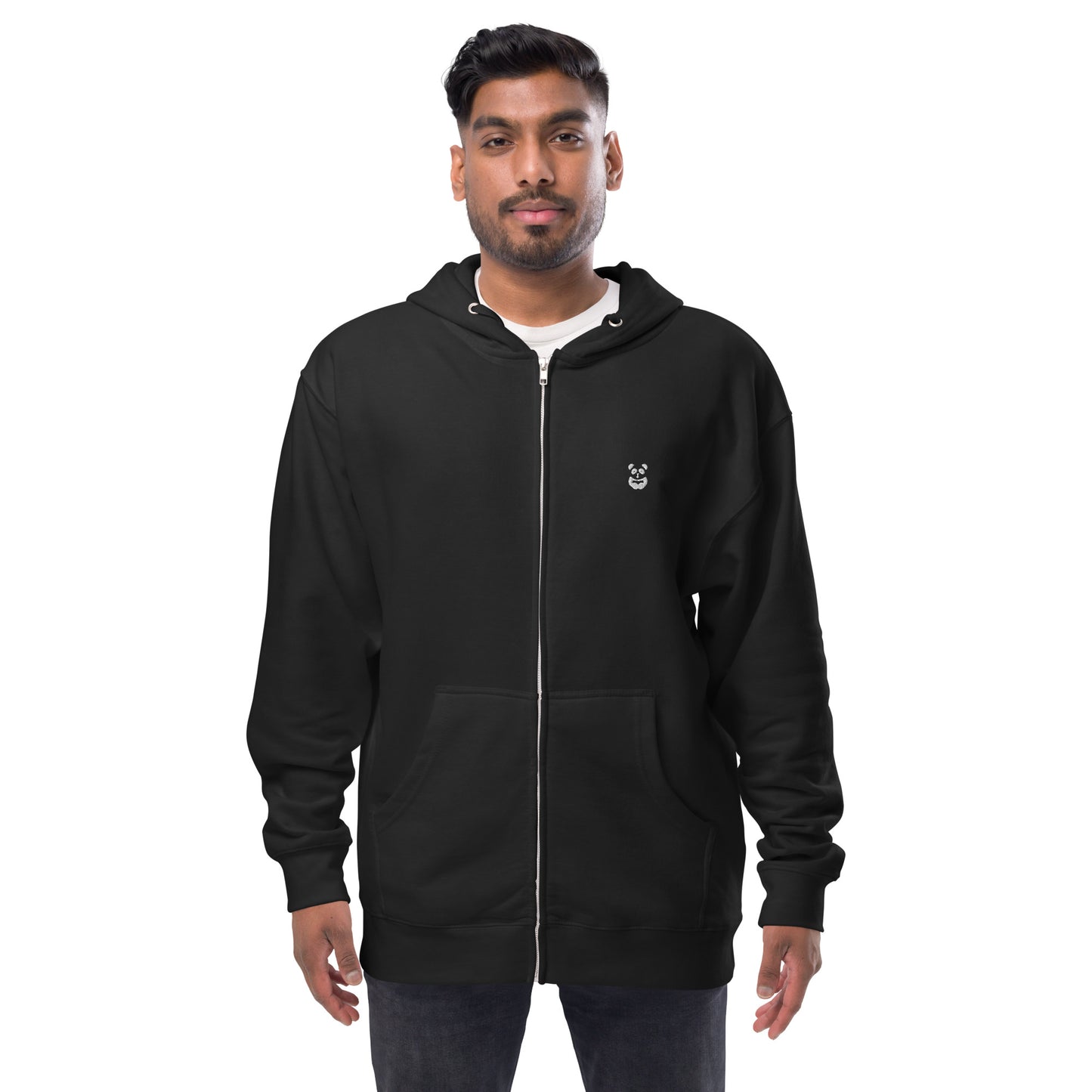 EzPanda® Unisex Classic Fleece Zip Up Hoodie (Alternate Logo - Transparent White)