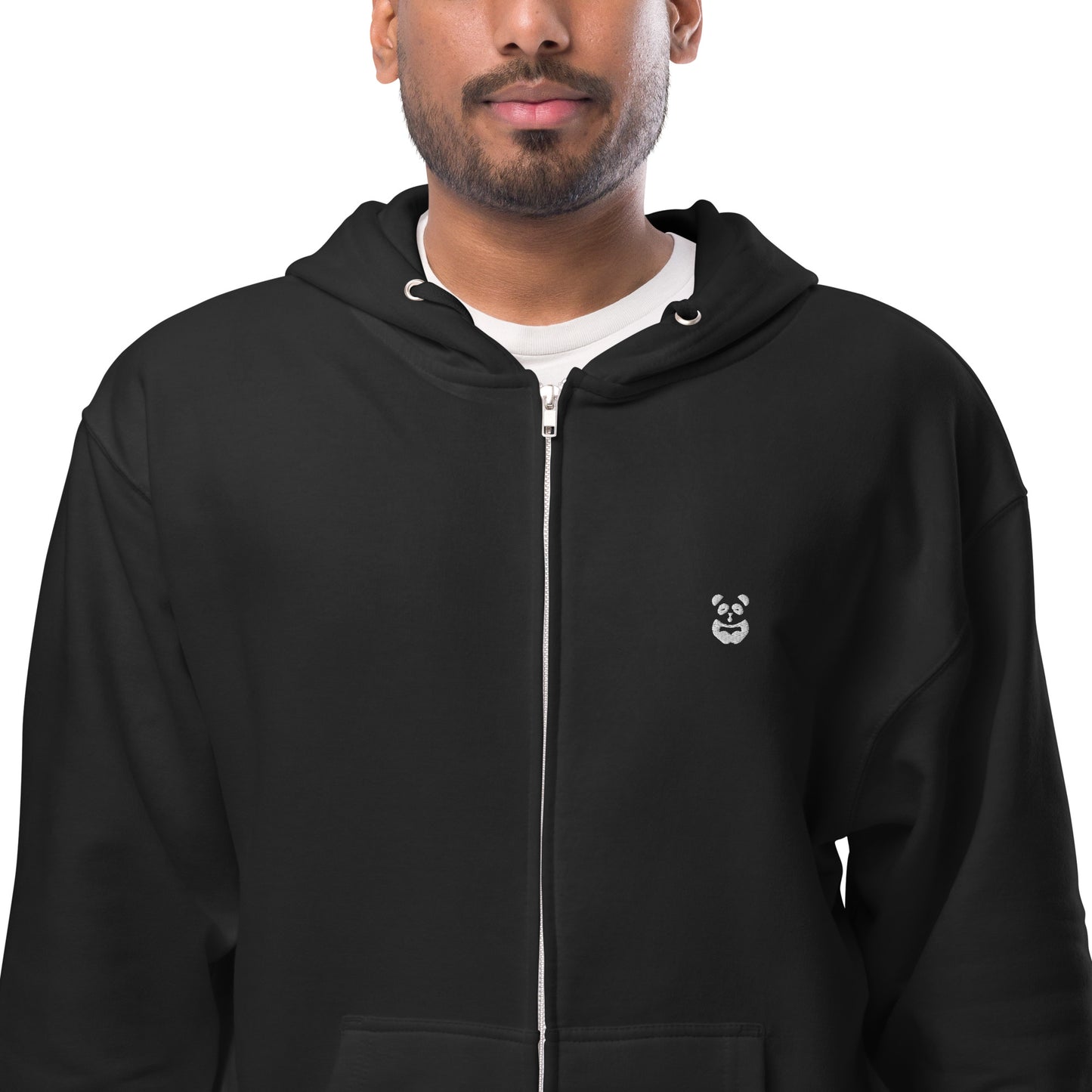 EzPanda® Unisex Classic Fleece Zip Up Hoodie (Alternate Logo - Transparent White)