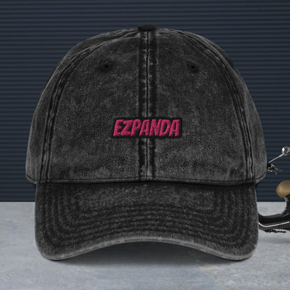 EzPanda™ Vintage Cotton Twill Dad Hat (Pink & Black)